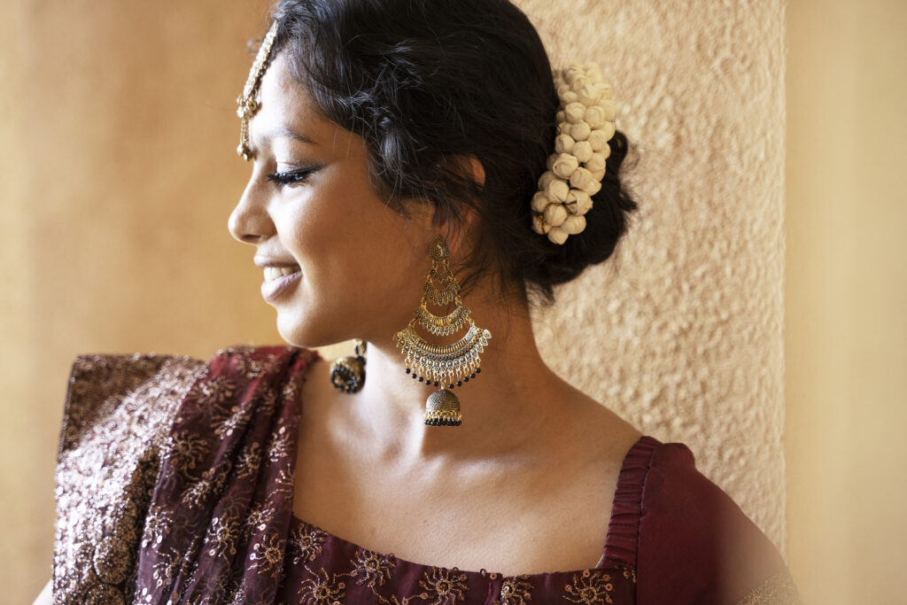 young indian woman wearing sari